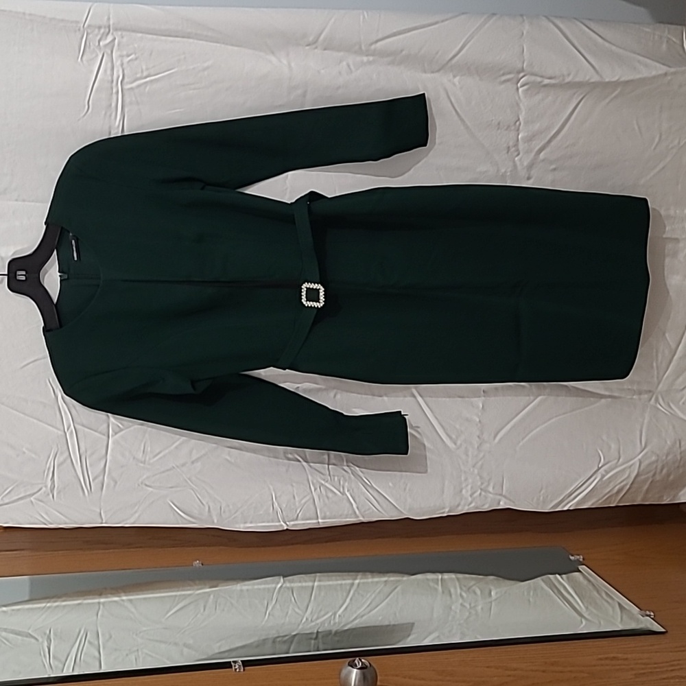 Women's Karen Millen Dark Green Sheath Midi Dress US Size 4 UK 8